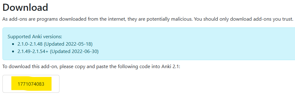 Ein Code für ein Anki-Add-On.